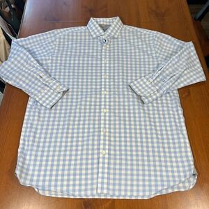 Twillory Men's 17‎ 32/33 Blue Gingham Check Performance Button Down Shirt